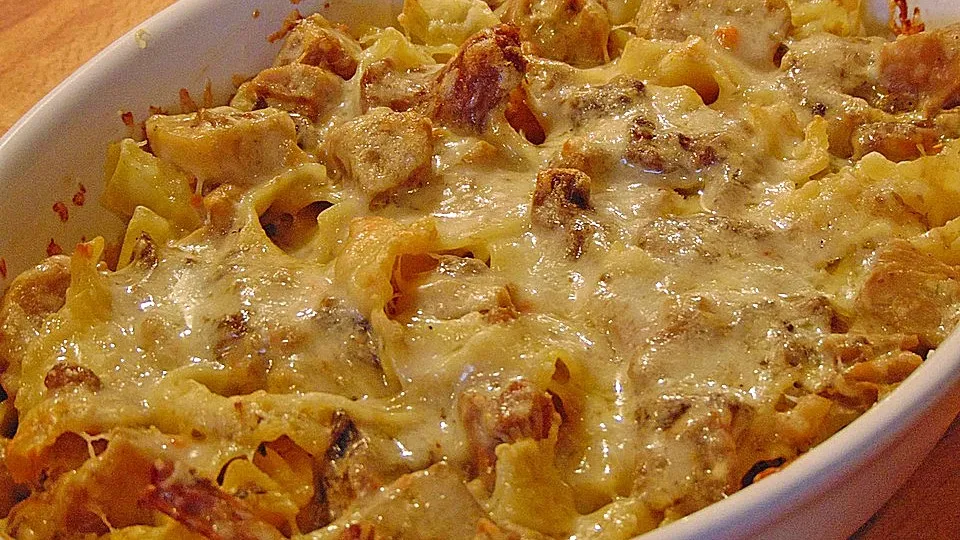 Nudel-Waldpilz-Gratin
