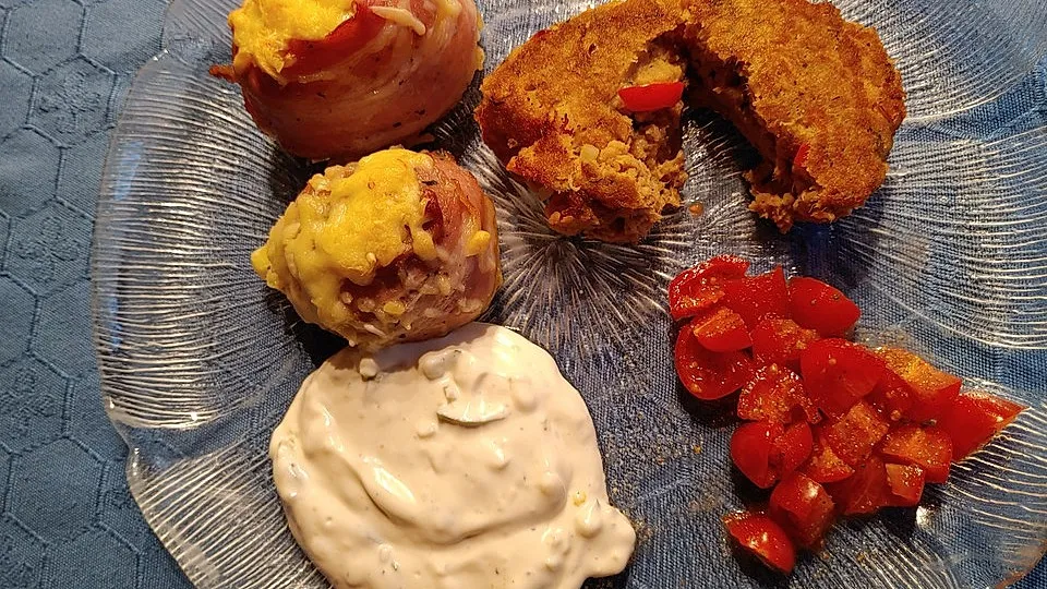 Bacon-Kartoffeln mit Quark-Dip