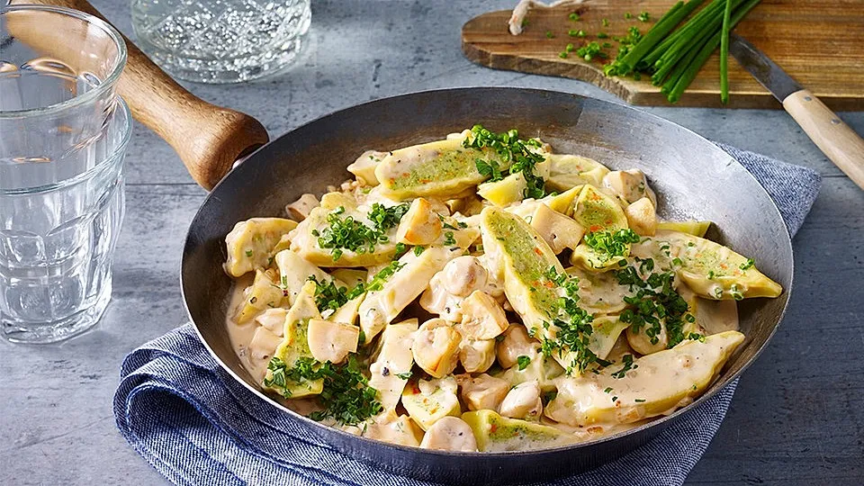 Schnelle Maultaschen-Pilz-Pfanne