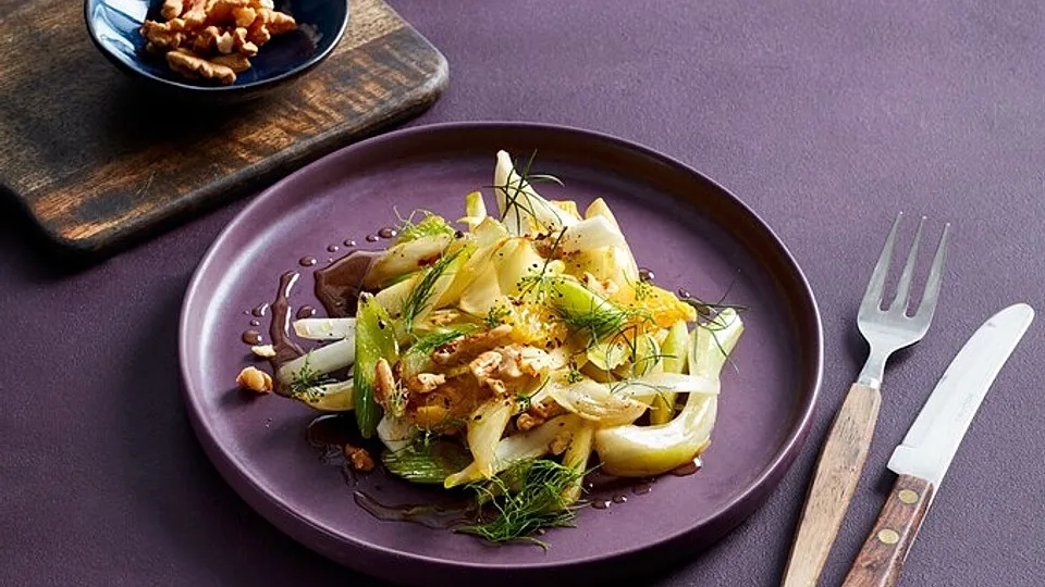 Salat vom Fenchel, Chicorée und Orange