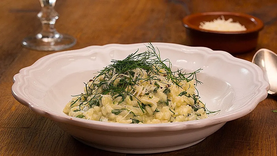 Limetten-Risotto mit Spinat